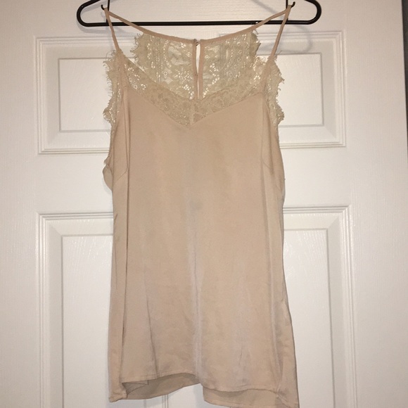 Tops - Nude Satin Lace Camisole